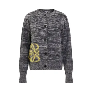 Anagram Intarsia Wool Cardigan in Black/White