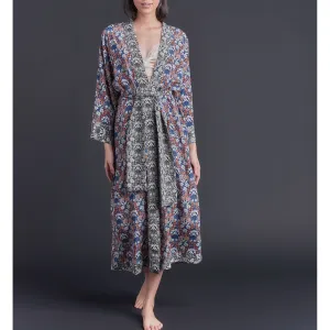 Asteria Kimono Robe in Liberty of London Mountain Primrose Silk Crepe De Chine