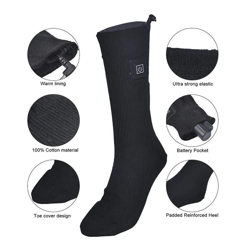Battery Powered Heated Socks for Men Women Winter Warm Cotton Socks