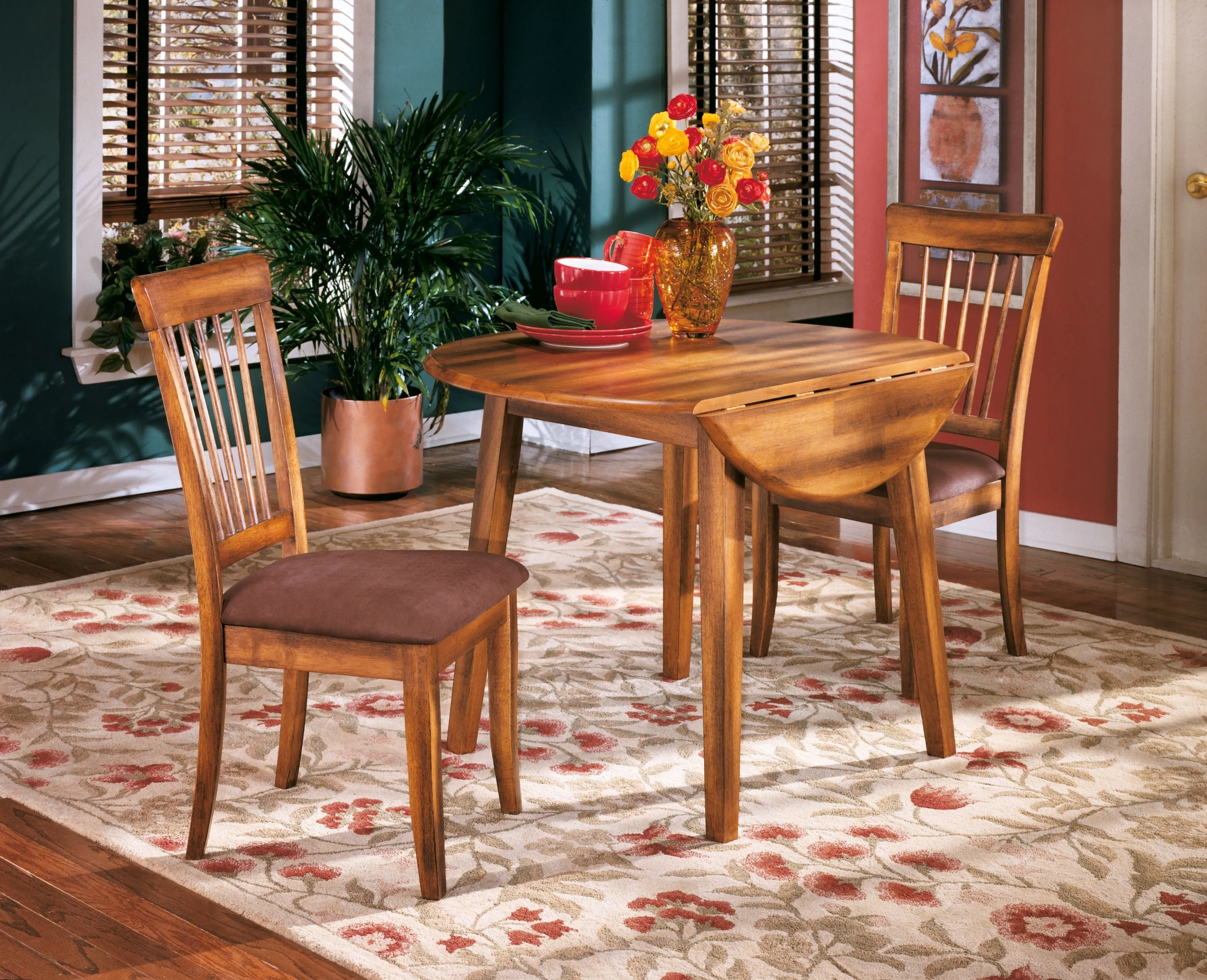 Berringer - Rustic Brown - Round DRM Drop Leaf Table