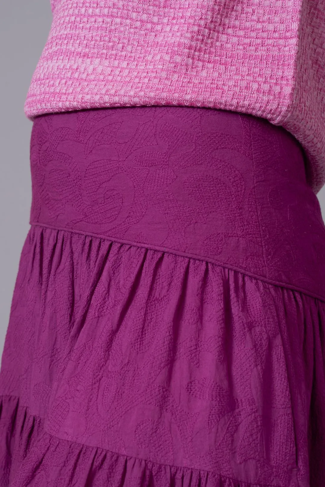 Berry Broidery Tiered Skirt