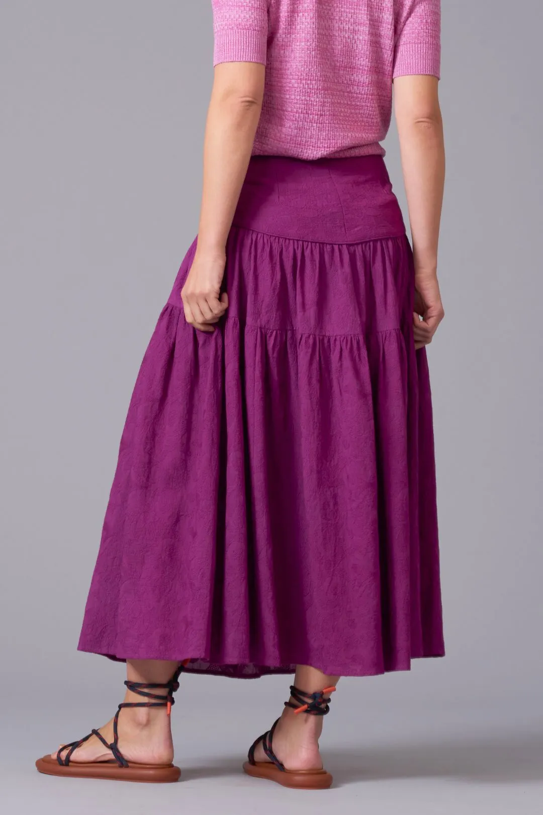 Berry Broidery Tiered Skirt