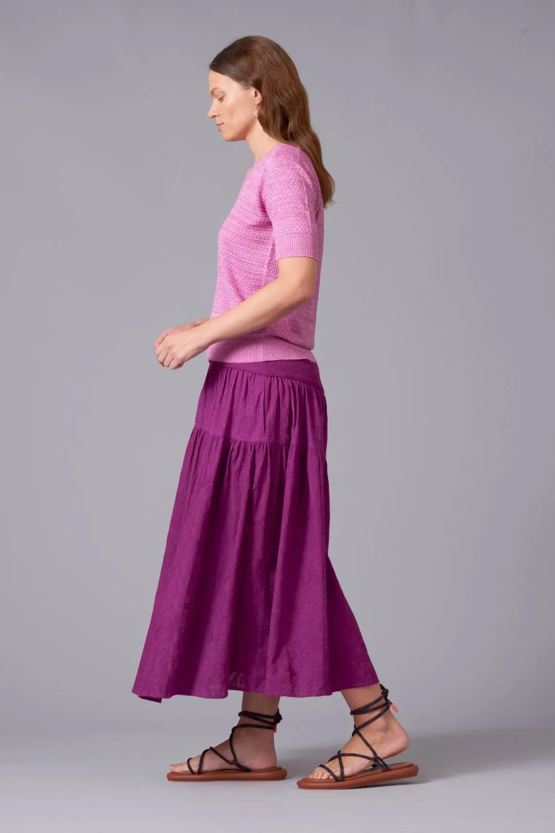 Berry Broidery Tiered Skirt