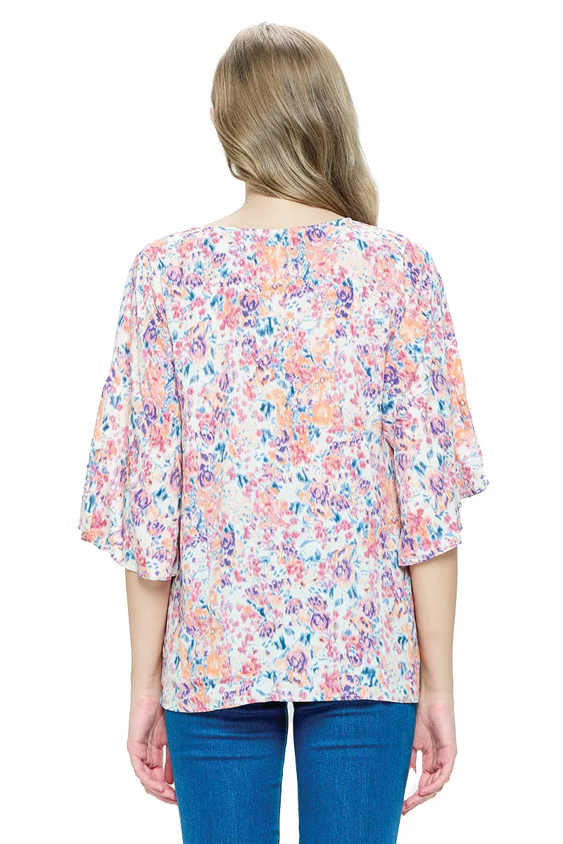 Blue Blouse Floral Multicolor