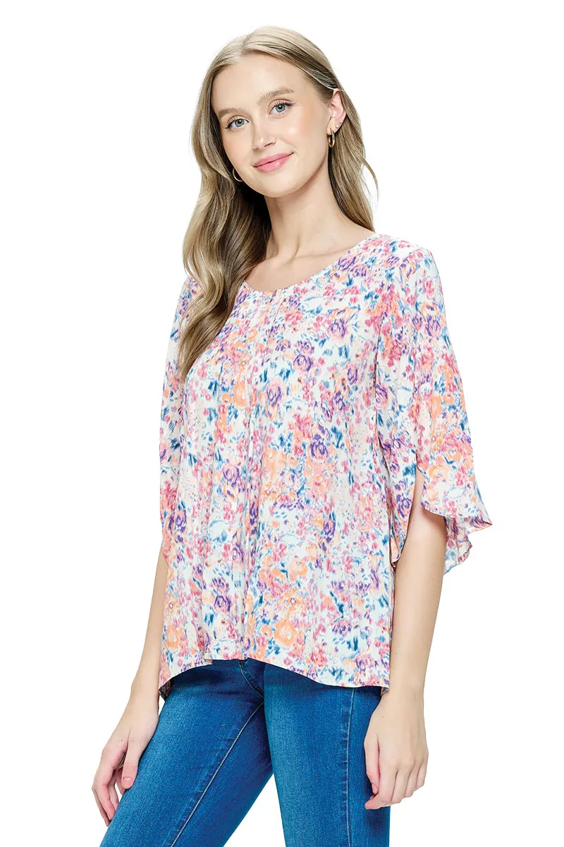 Blue Blouse Floral Multicolor
