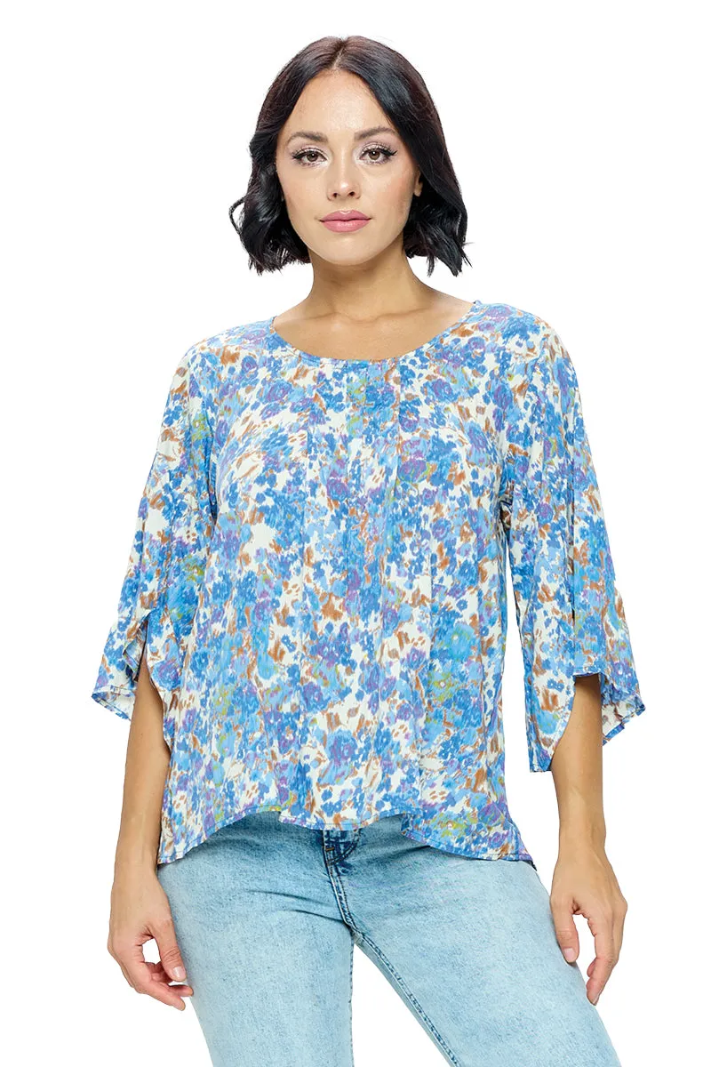 Blue Blouse Floral Multicolor