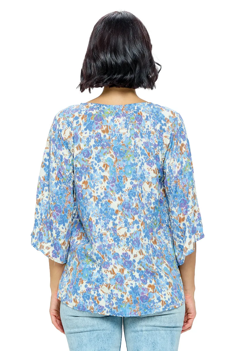 Blue Blouse Floral Multicolor