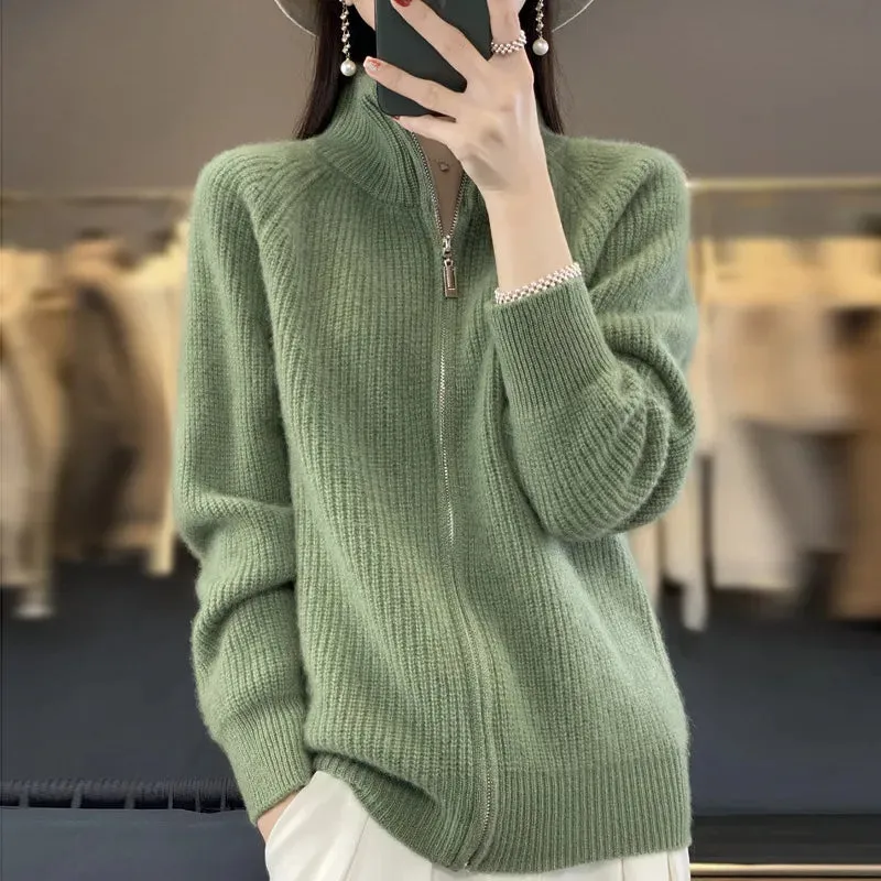 Charlotte™ - Wool Cardigan with Zipper