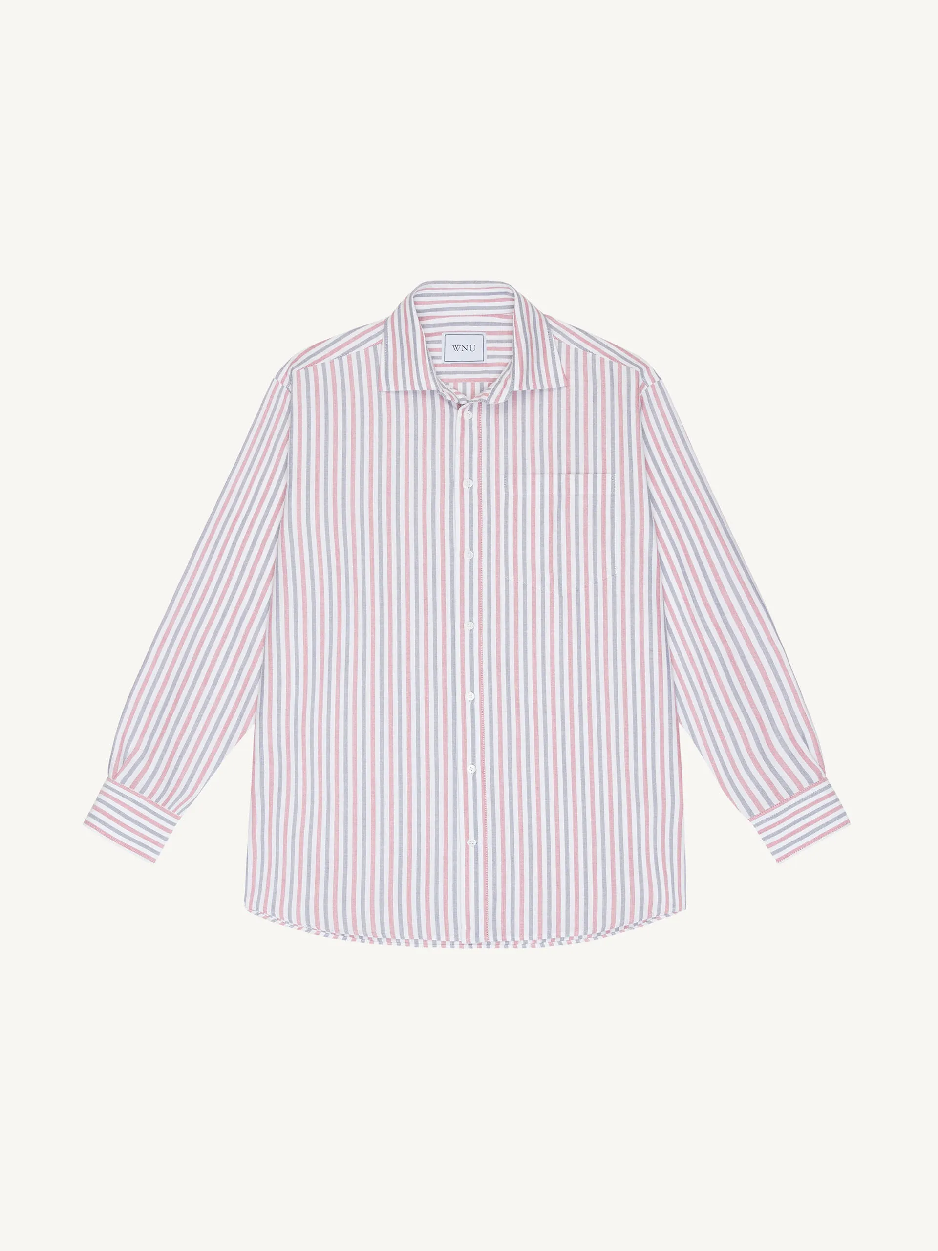 Chessie oxford, red and navy stripe shirt
