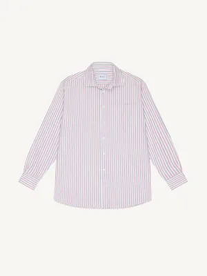 Chessie oxford, red and navy stripe shirt
