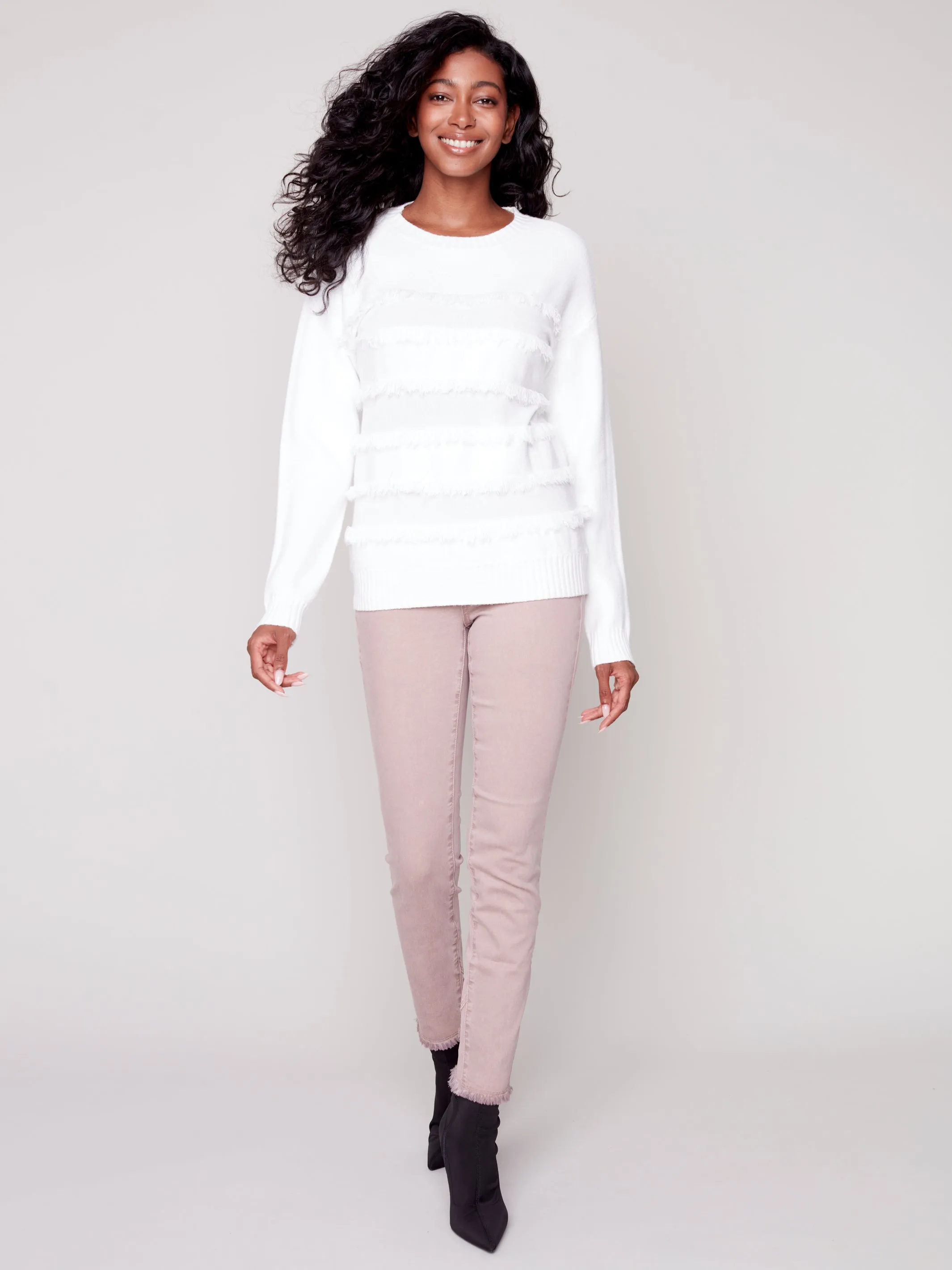 Crewneck with Fringe All Over Sweater