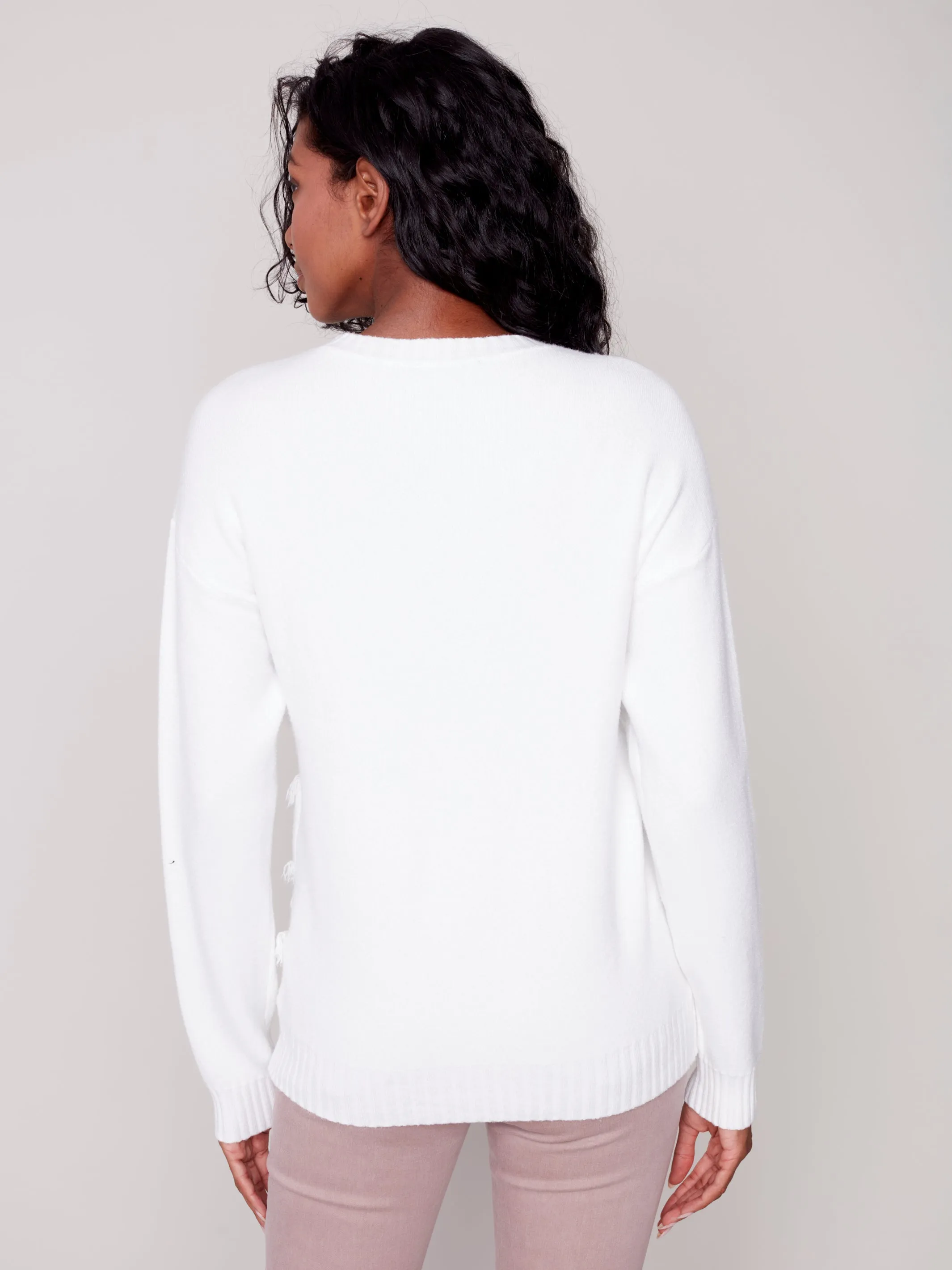Crewneck with Fringe All Over Sweater