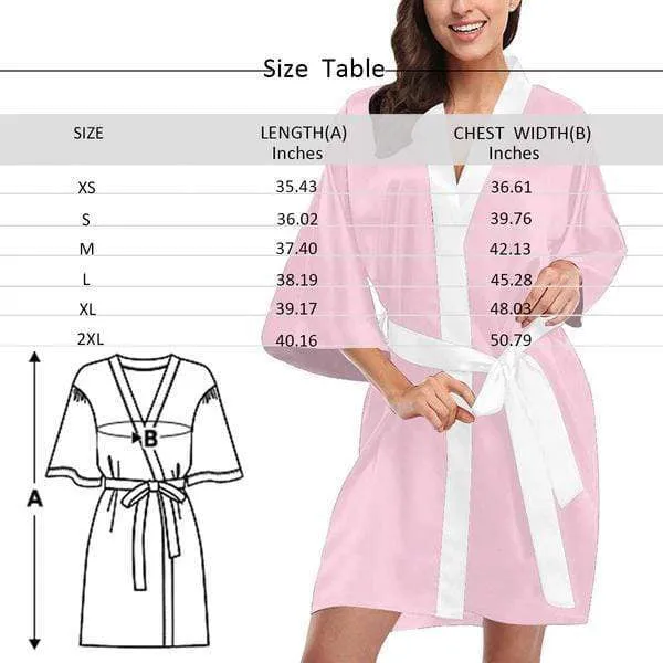 Custom Face Red Snowflake Women's Summer Short Nightwear Funny Personalized Photo Pajamas Kimono Robe