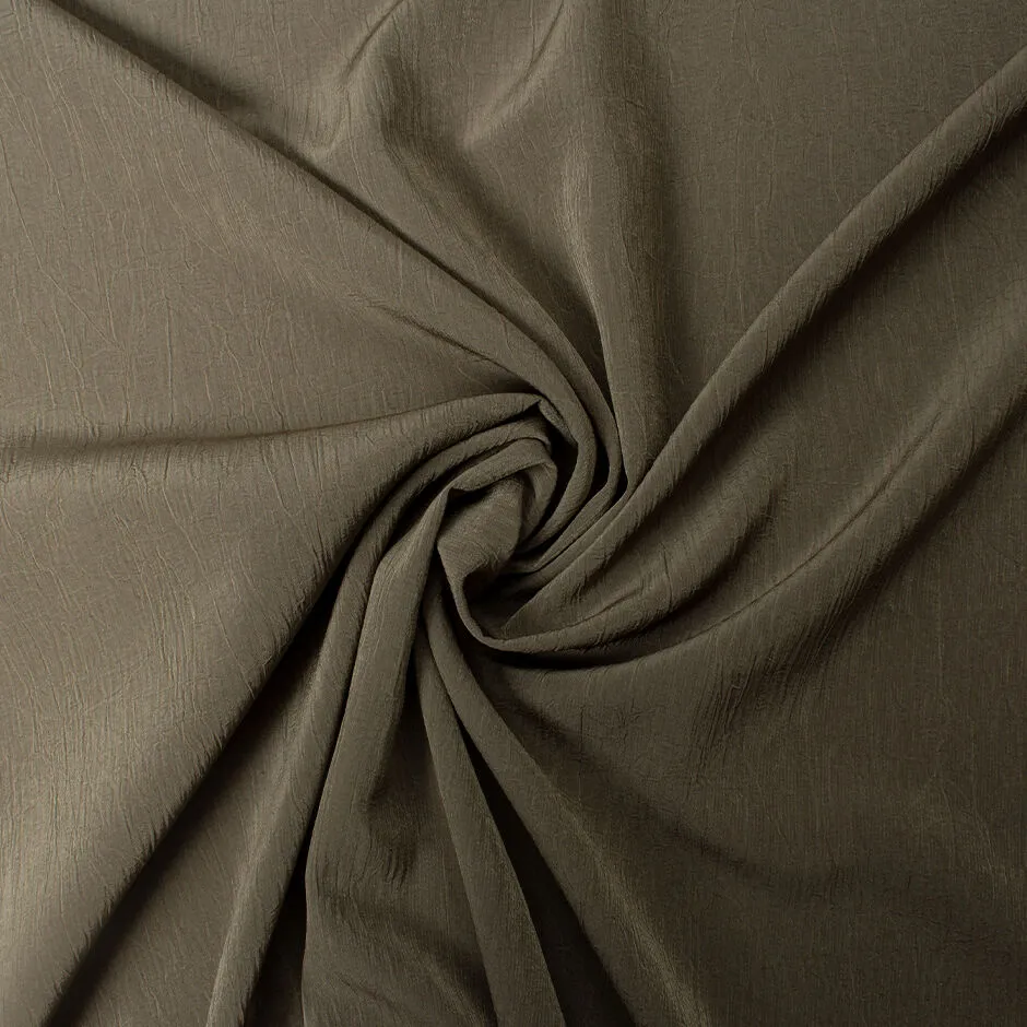 Deep Khaki Crinkled Polyester