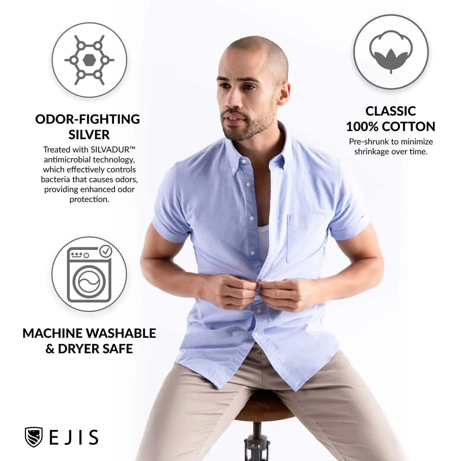 Deep V Cotton Sweat Proof Undershirt For Men - White 3-Pack