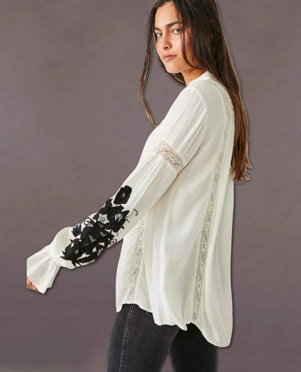 Embroidered Ivory Combo Tusalossa Top