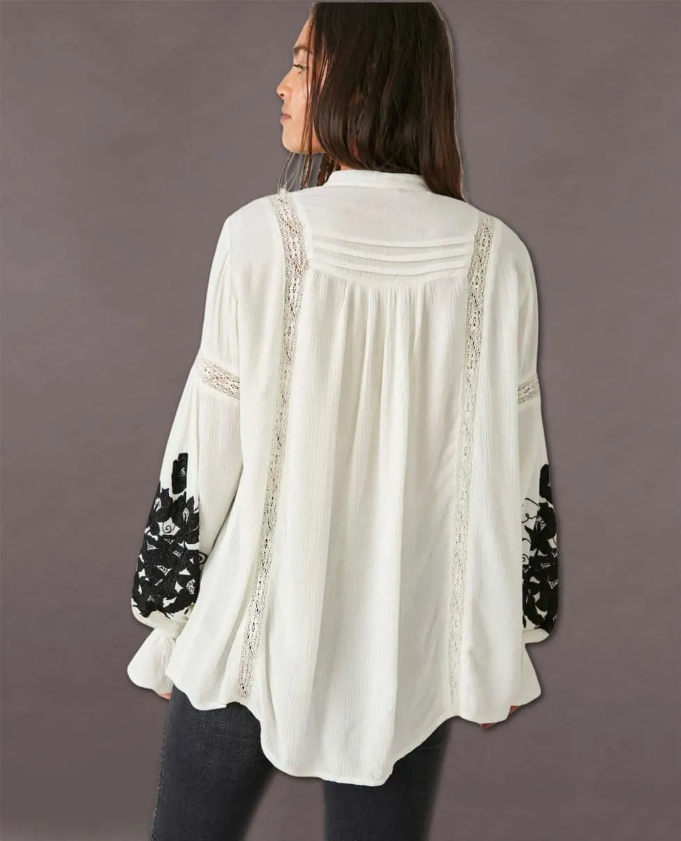 Embroidered Ivory Combo Tusalossa Top