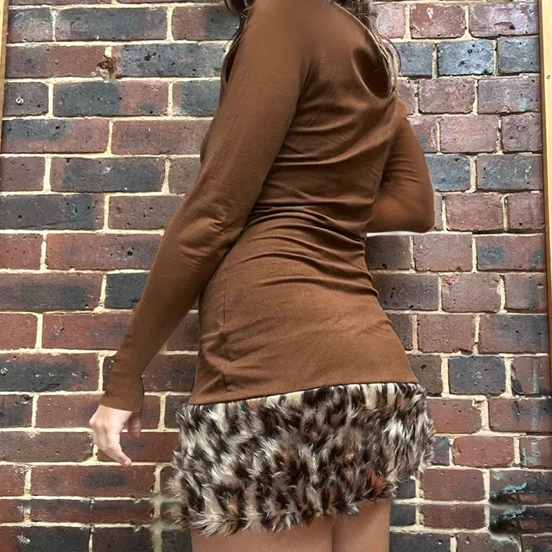 Felicia Leopard Hem Bodycon Dress
