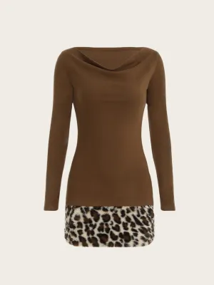 Felicia Leopard Hem Bodycon Dress