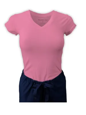 Flexibilitee Women's V-Neck Short Sleeve Tee | Baby Pink