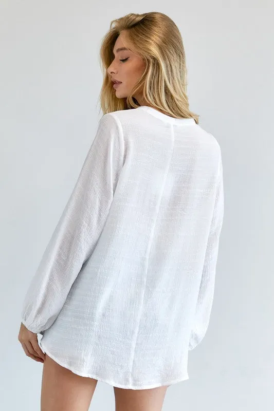 FS Clearance Solid V-Neck Blouse Top
