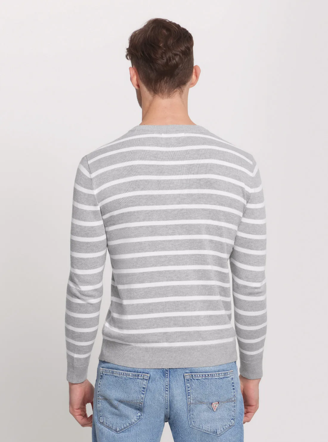 Grey Striped Long Sleeve Knit Top