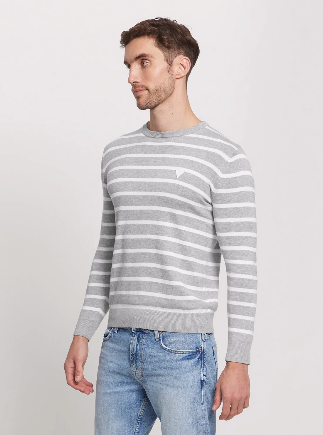 Grey Striped Long Sleeve Knit Top