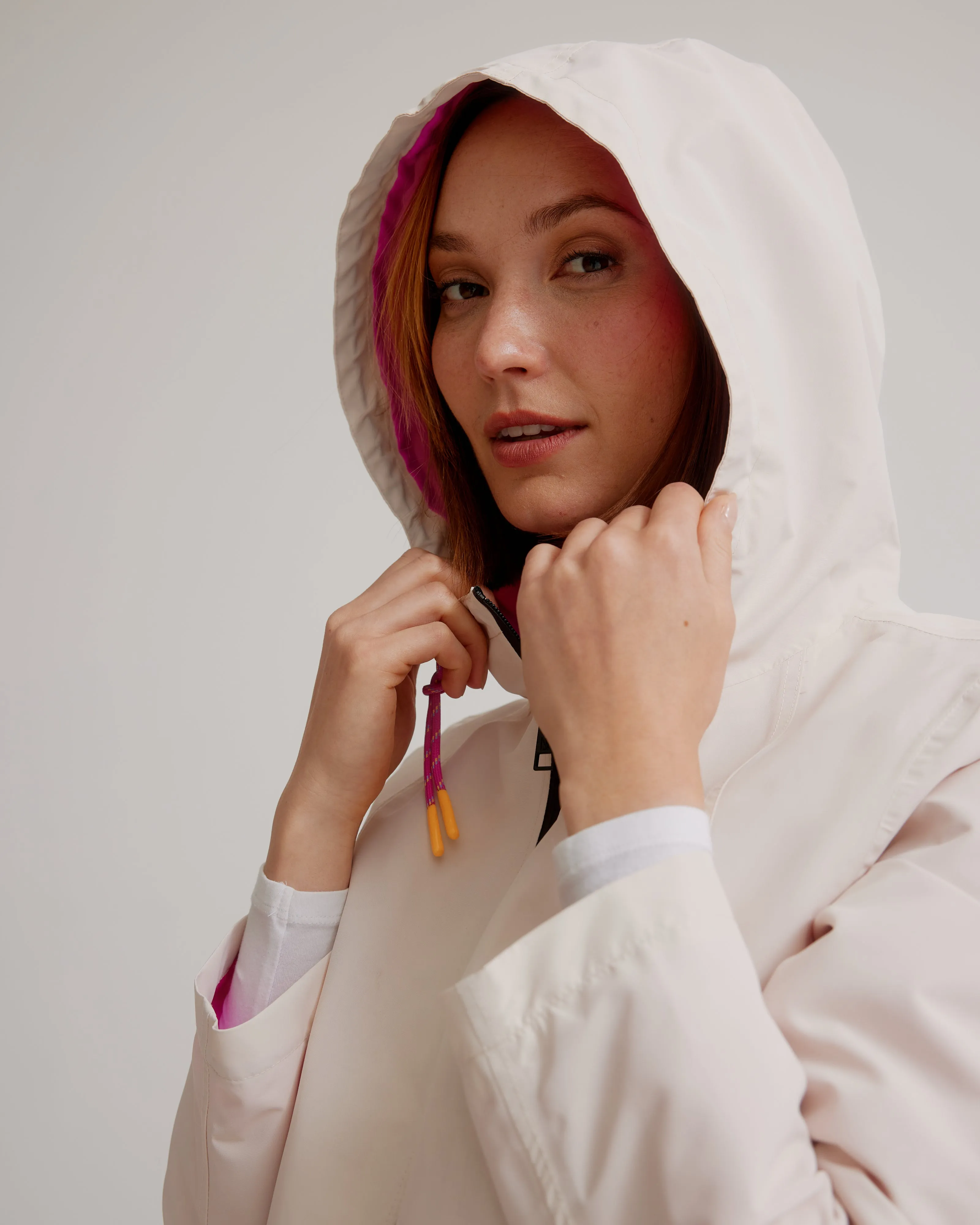 Hooded Magic Print Raincoat W/ Adjustable Waist At Back & Zipper Pockets