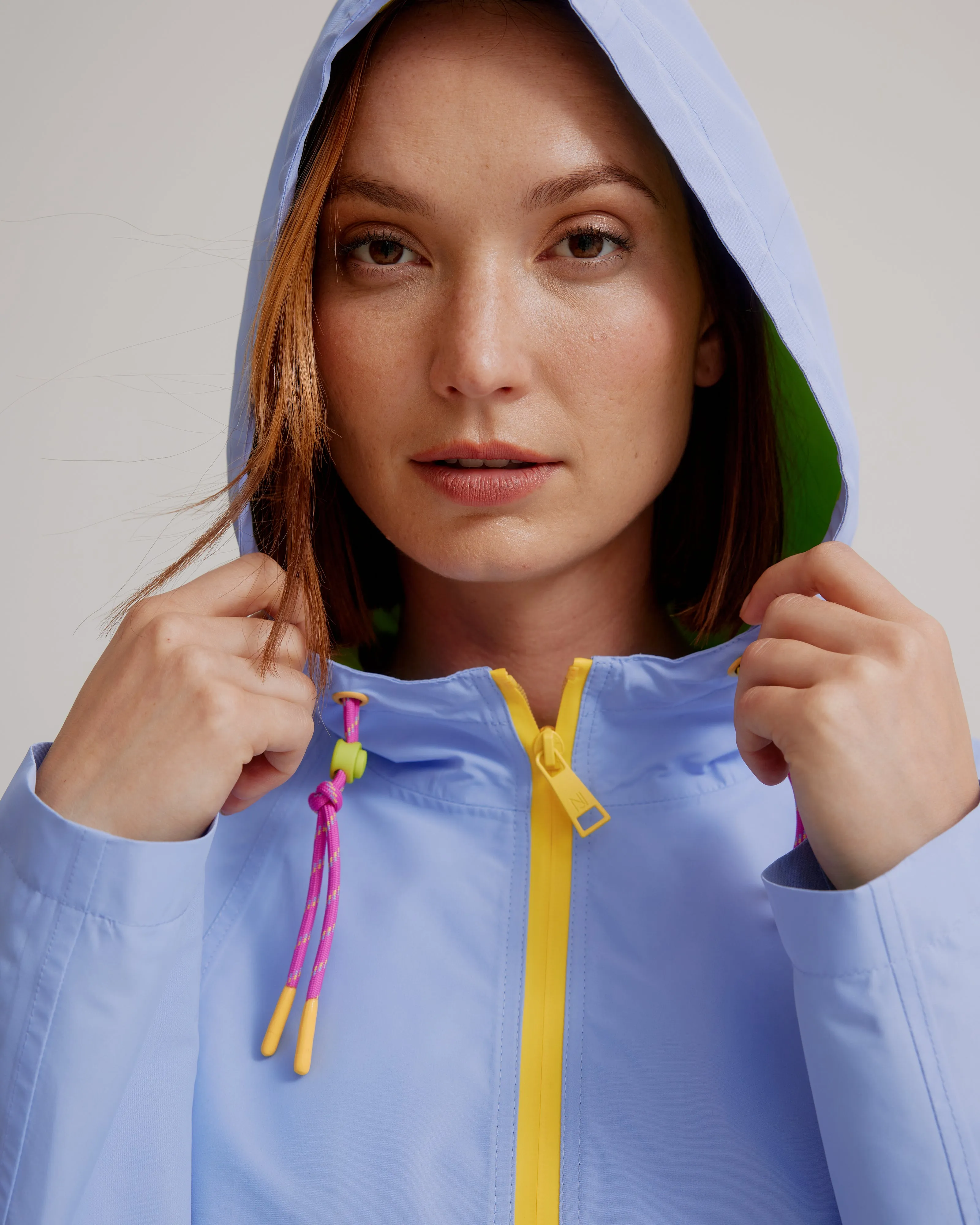 Hooded Magic Print Raincoat W/ Adjustable Waist At Back & Zipper Pockets