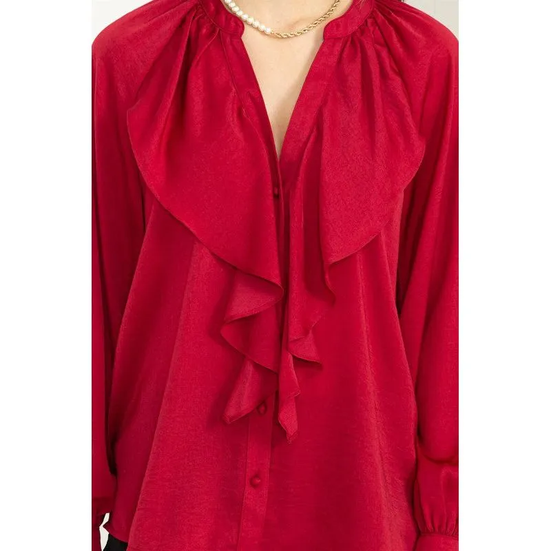 HYFVE " Try to Keep up" Long Sleeve Ruffled Blouse