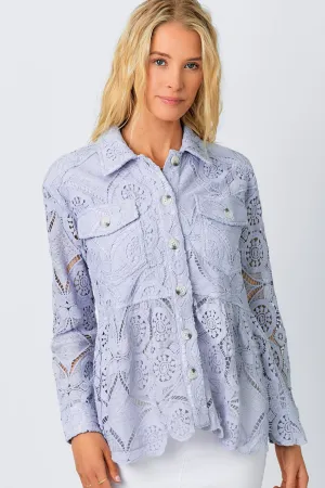 Lace Peplum Trucker Jacket