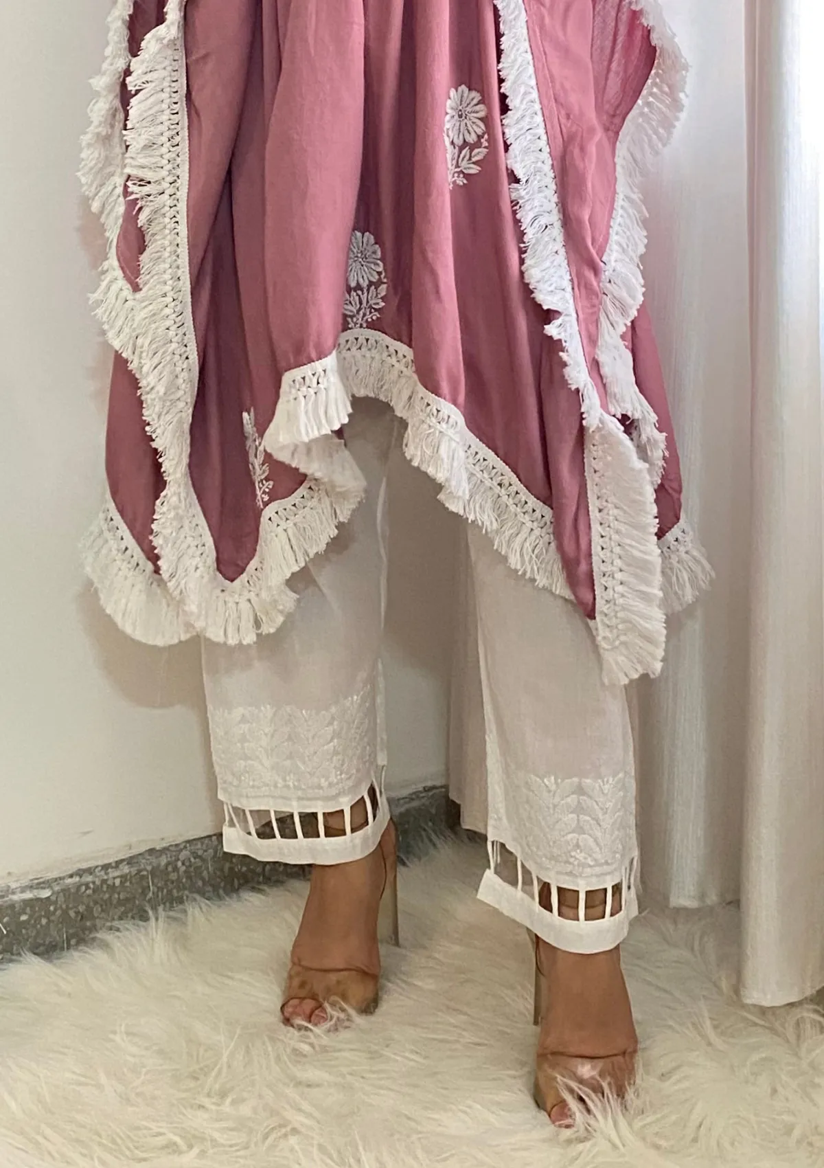 Laila Cotton Straight pants with Cutwork
