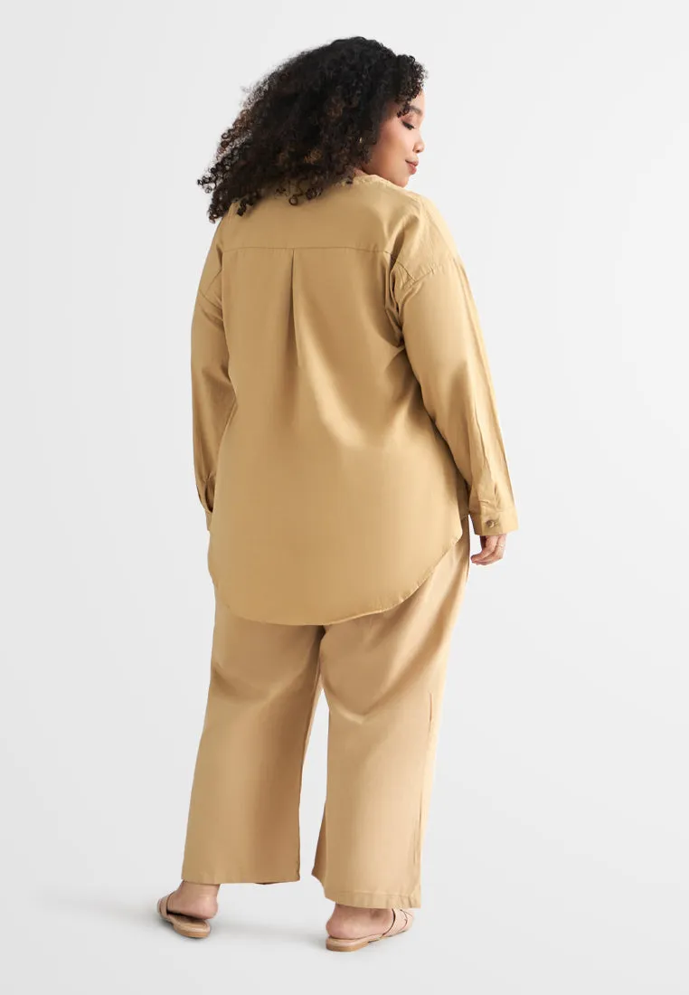 Lili Linen Straight Leg Ankle Pants - Khaki