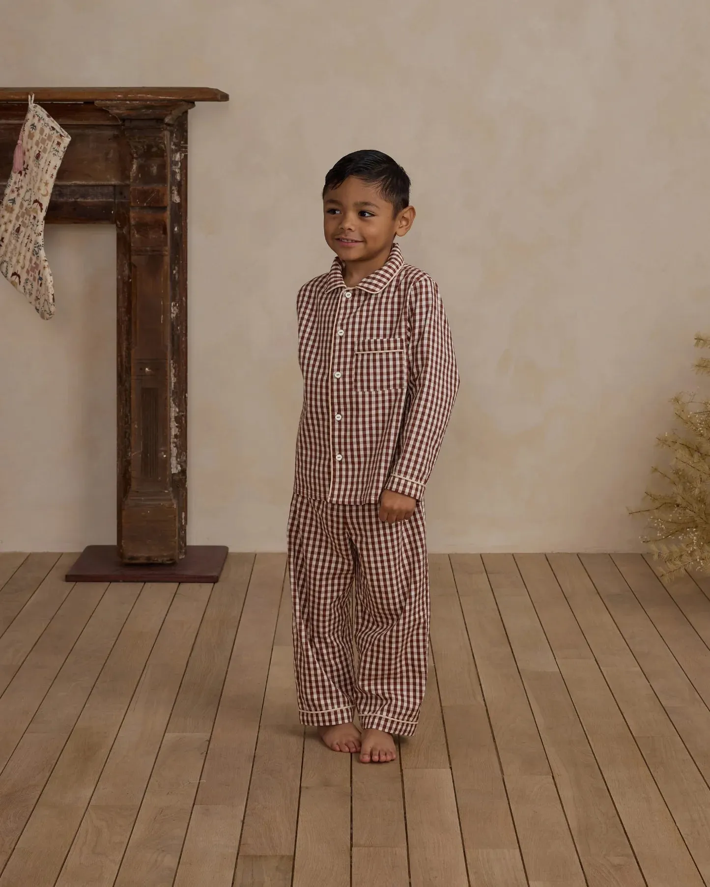 Long Sleeve Pajamas - Brick Gingham *ONE LEFT - 6/7y*