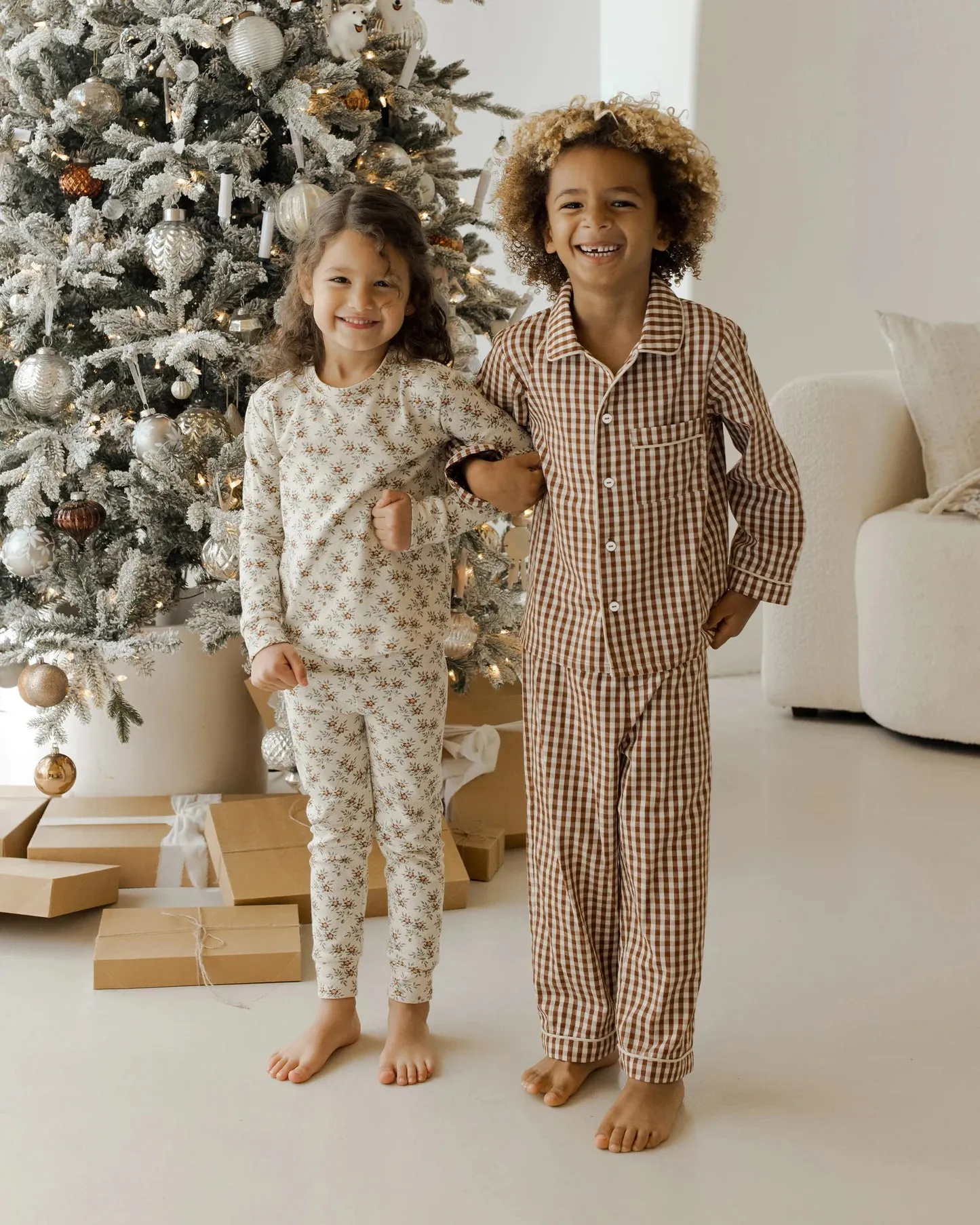 Long Sleeve Pajamas - Brick Gingham *ONE LEFT - 6/7y*