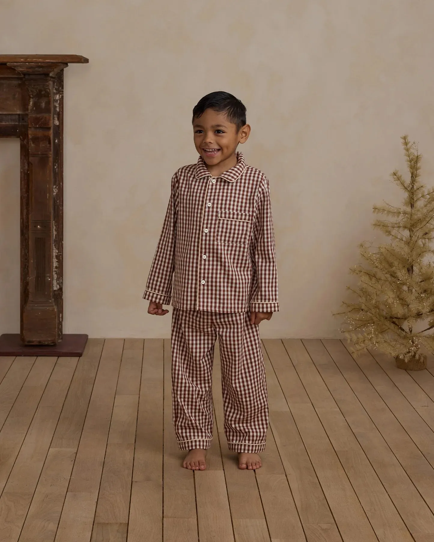 Long Sleeve Pajamas - Brick Gingham *ONE LEFT - 6/7y*