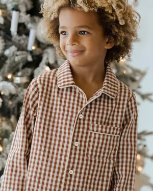 Long Sleeve Pajamas - Brick Gingham *ONE LEFT - 6/7y*