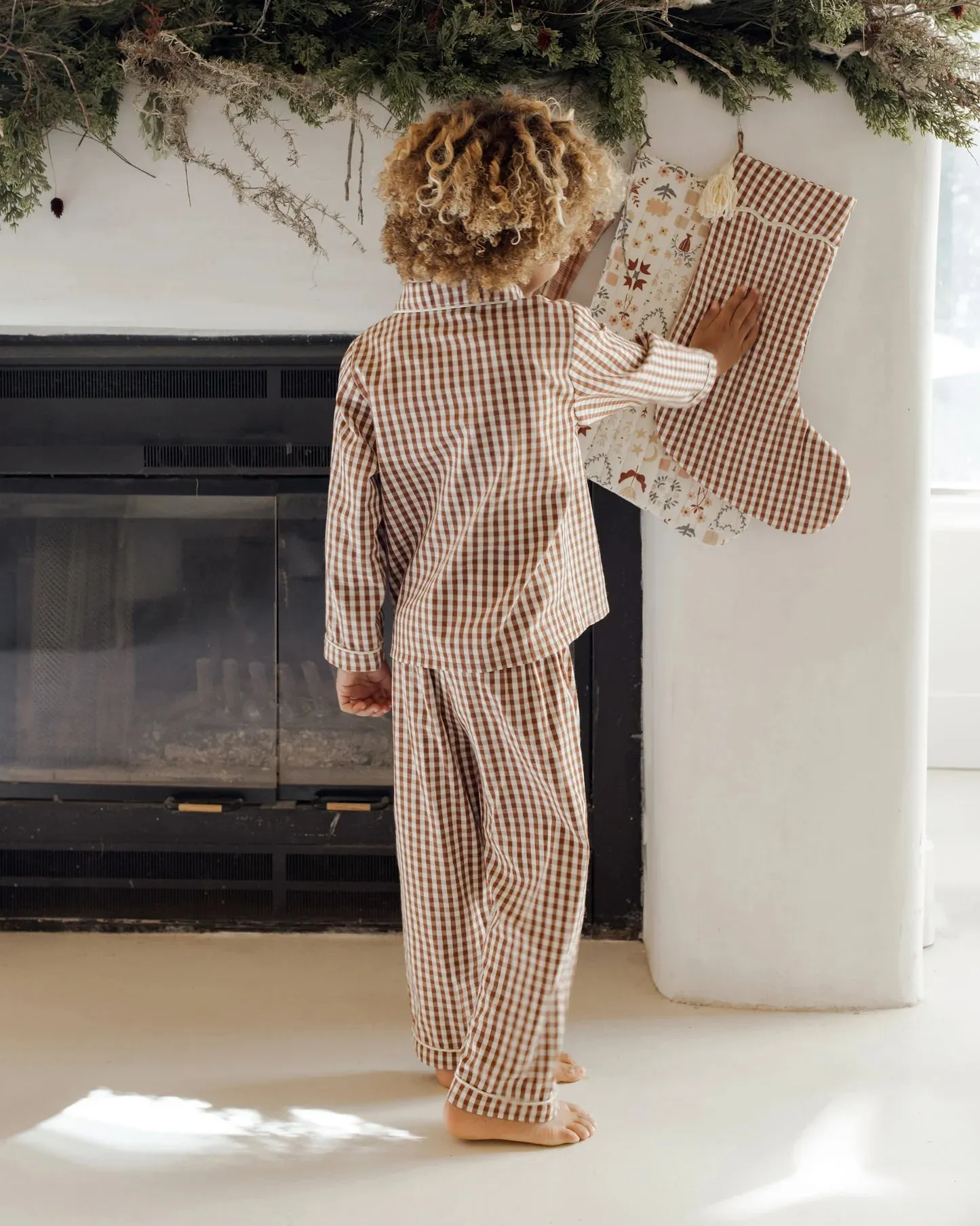 Long Sleeve Pajamas - Brick Gingham *ONE LEFT - 6/7y*