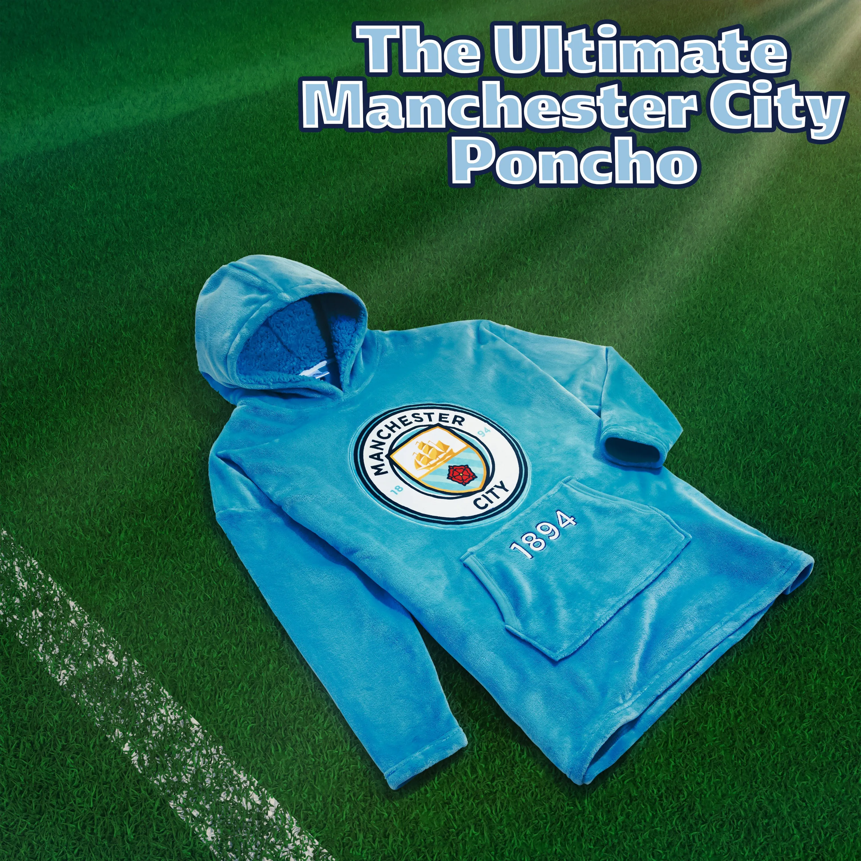 Manchester City FC Mens Hoodies - Fleece Oversized Hoodie Blanket for Men