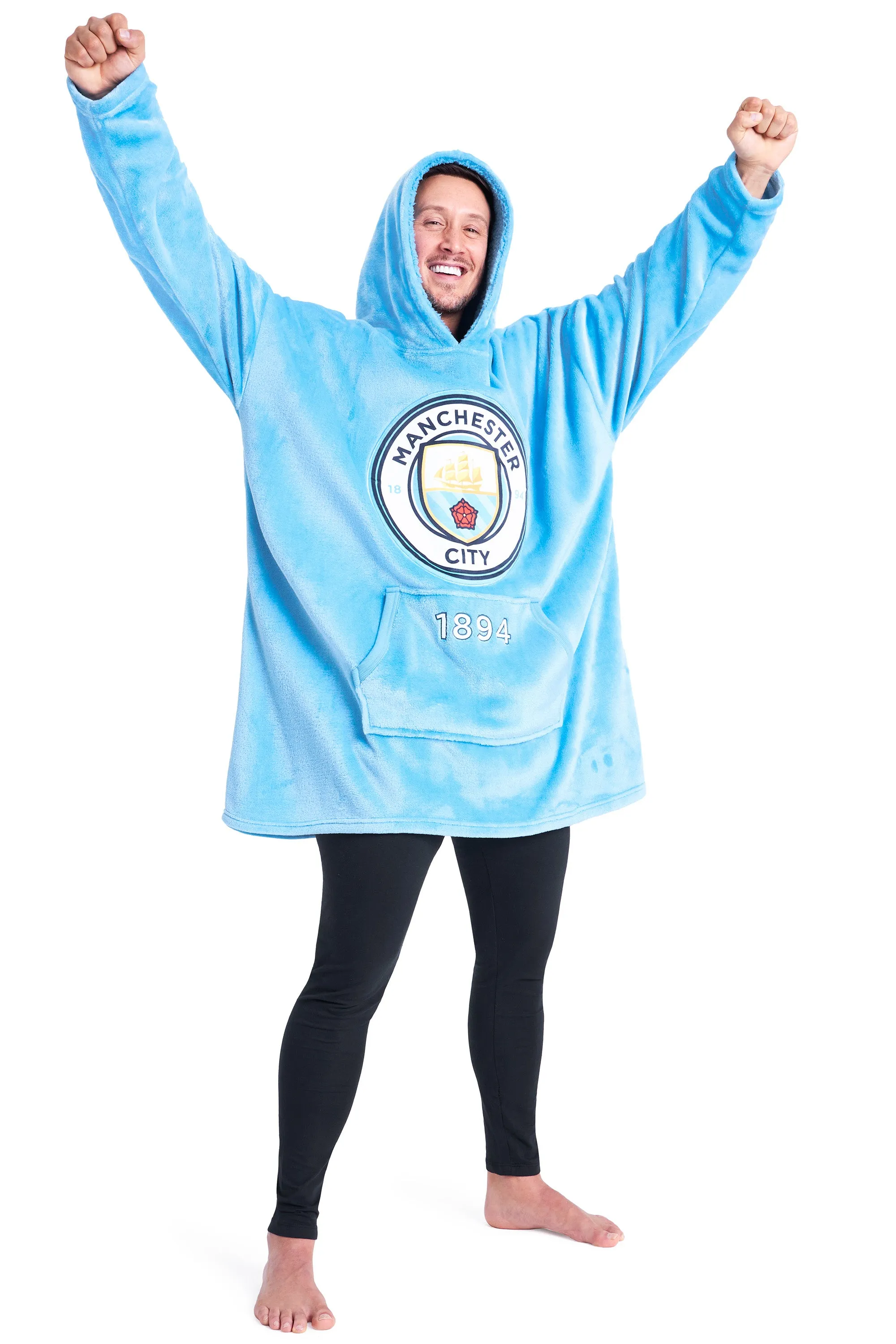 Manchester City FC Mens Hoodies - Fleece Oversized Hoodie Blanket for Men