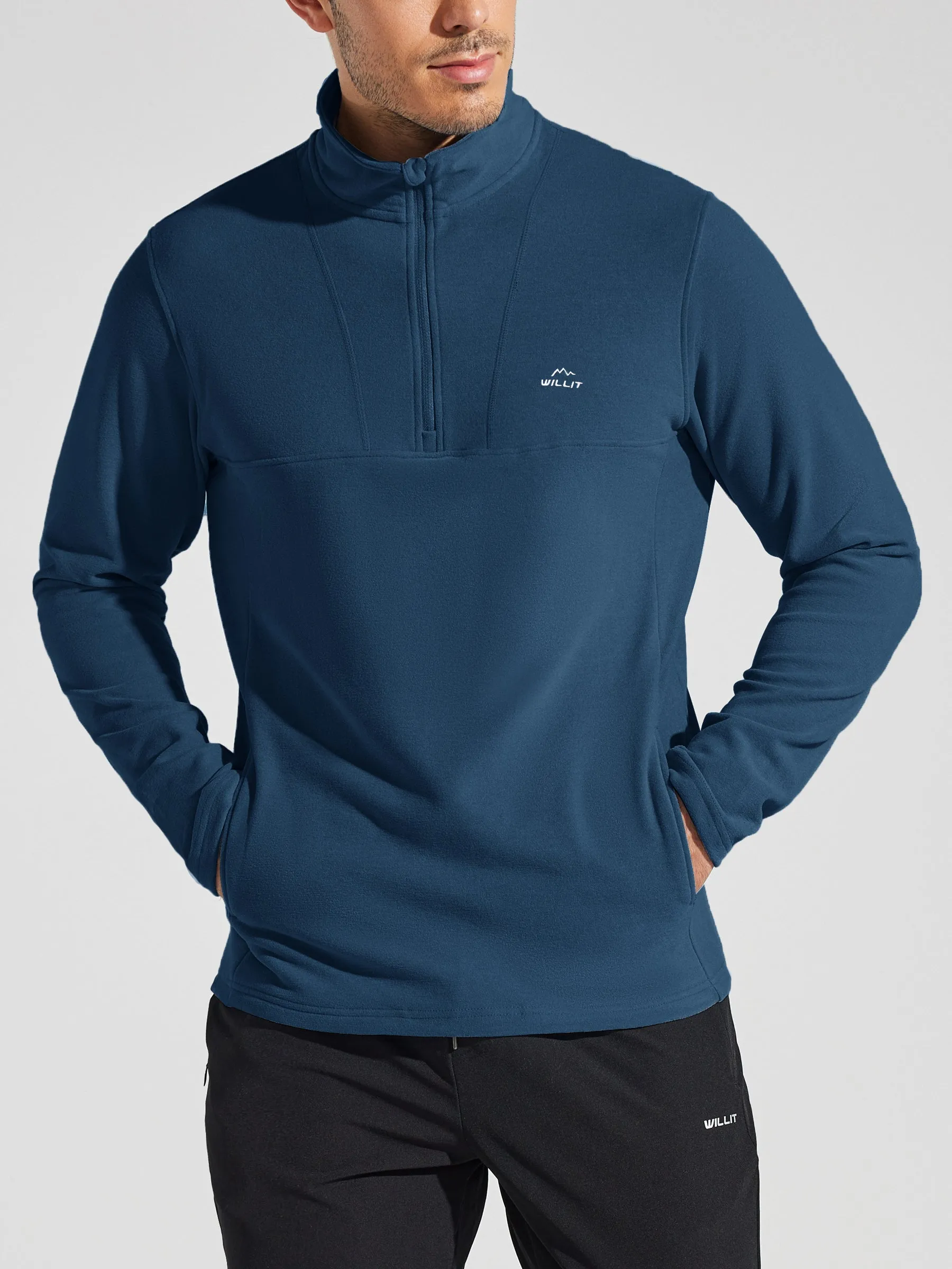 Men's Fleece Pullover Quarter Zip with Pockets
