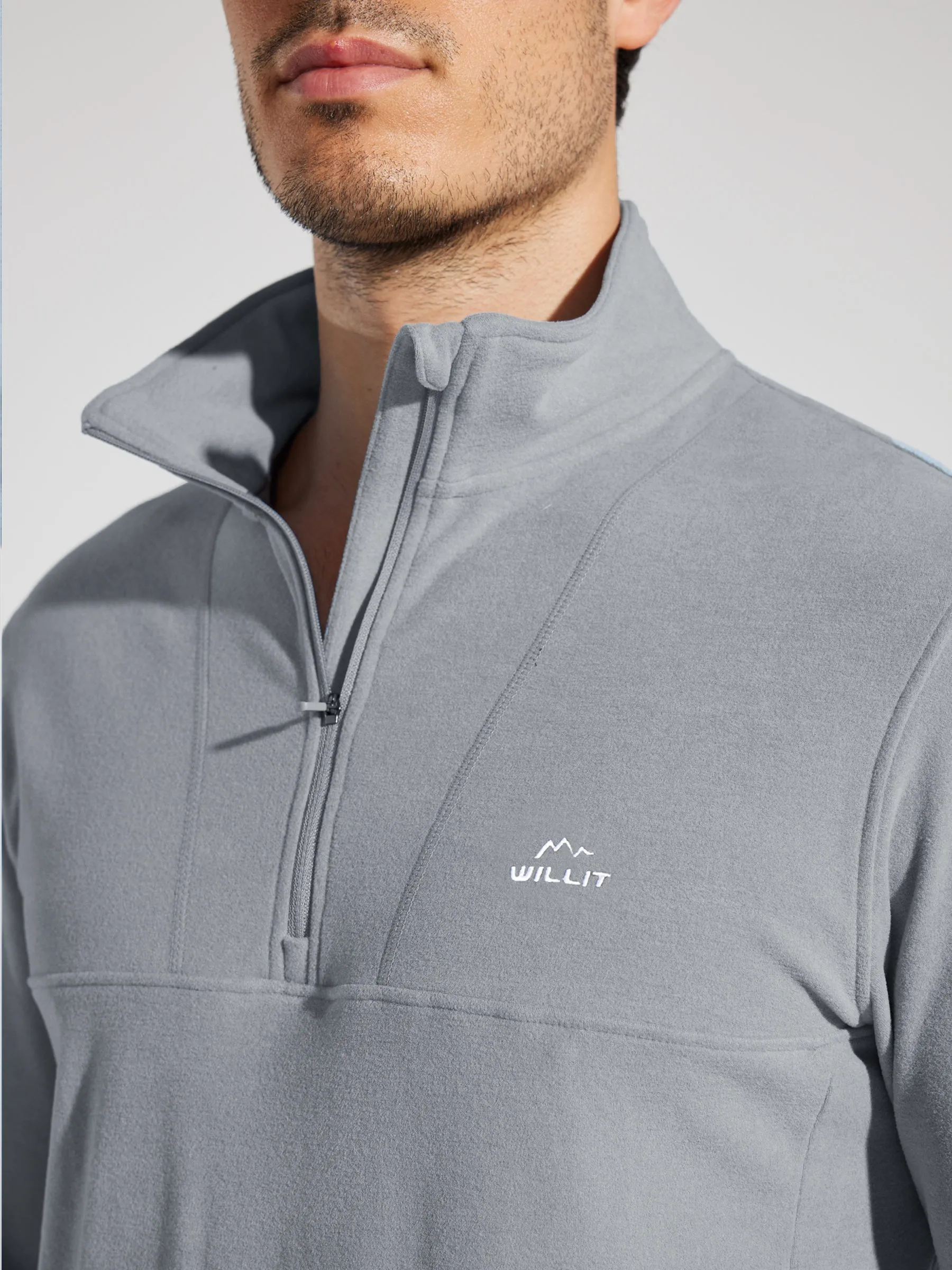 Men's Fleece Pullover Quarter Zip with Pockets