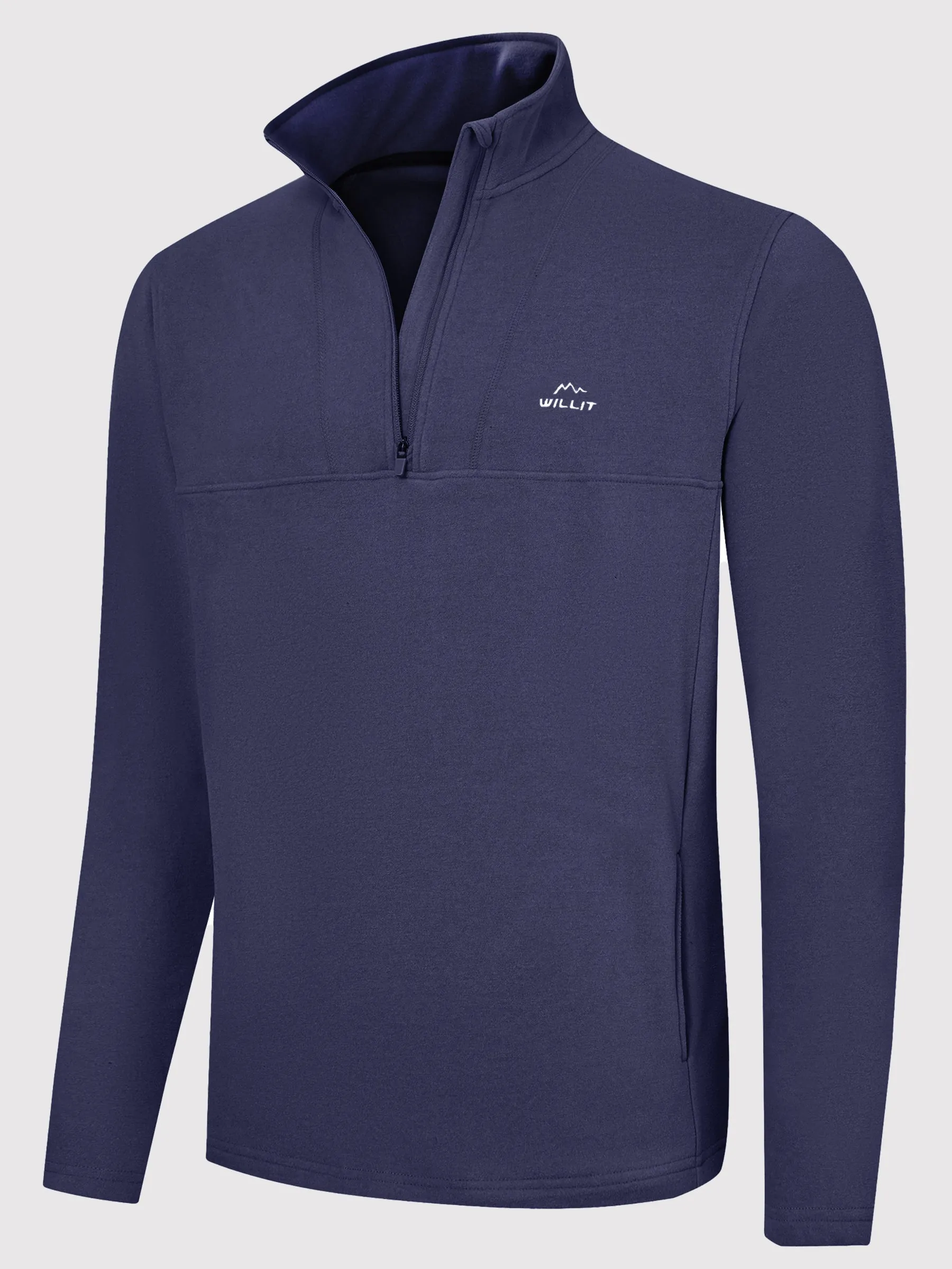 Men's Fleece Pullover Quarter Zip with Pockets