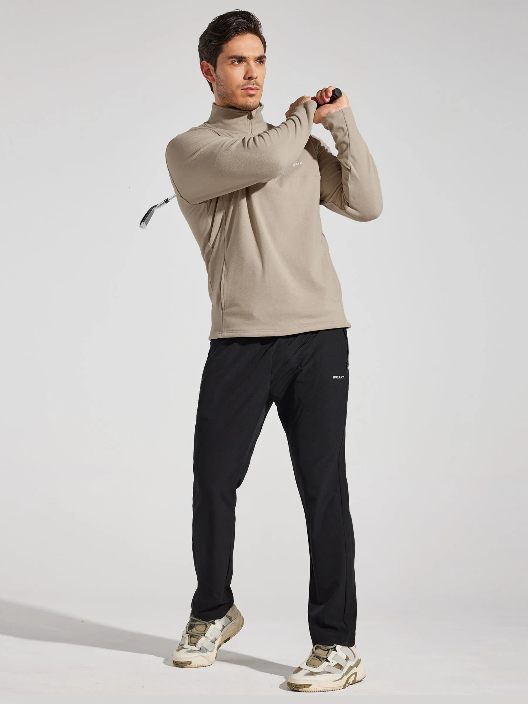 Men's Fleece Pullover Quarter Zip with Pockets