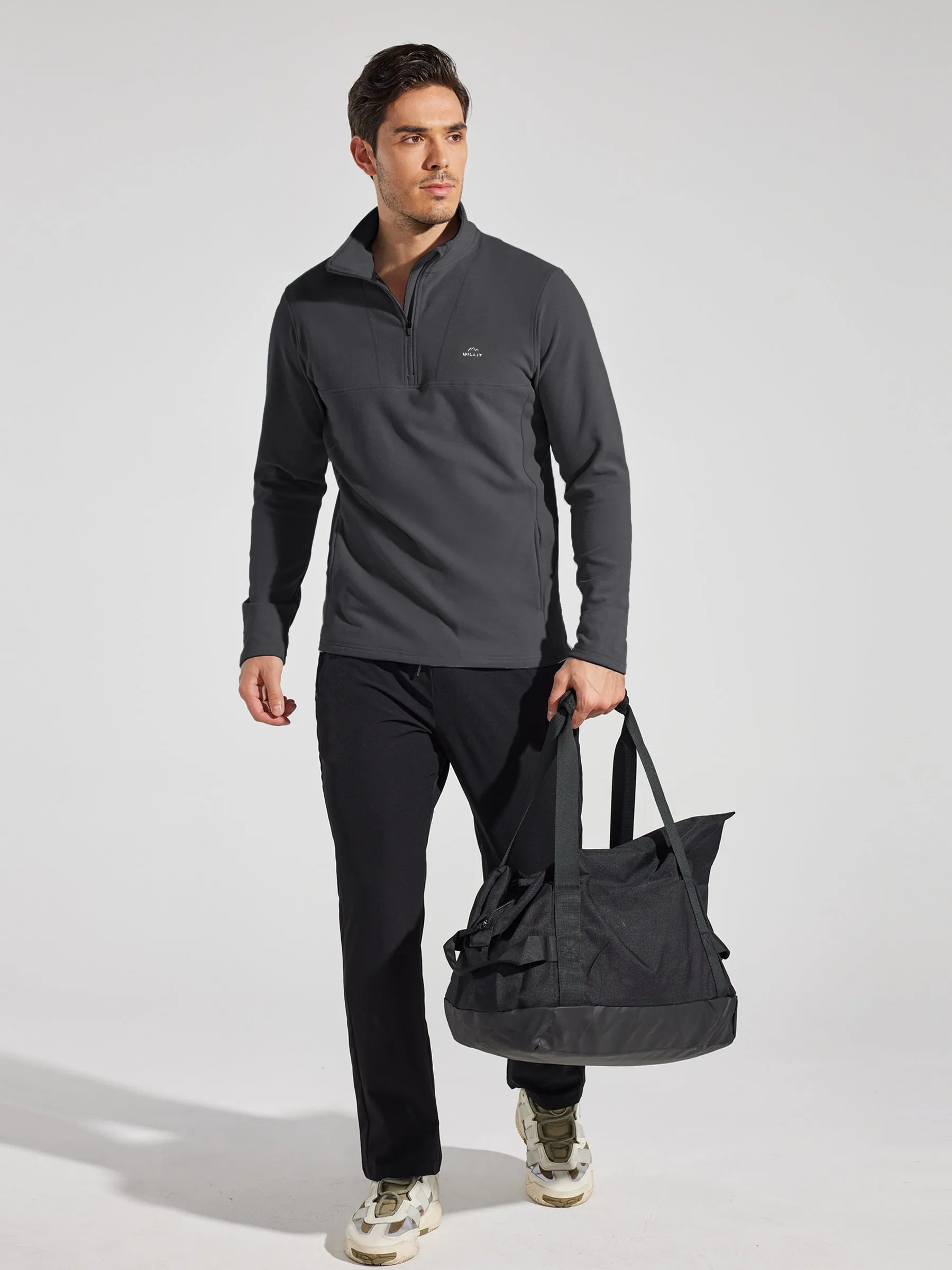 Men's Fleece Pullover Quarter Zip with Pockets