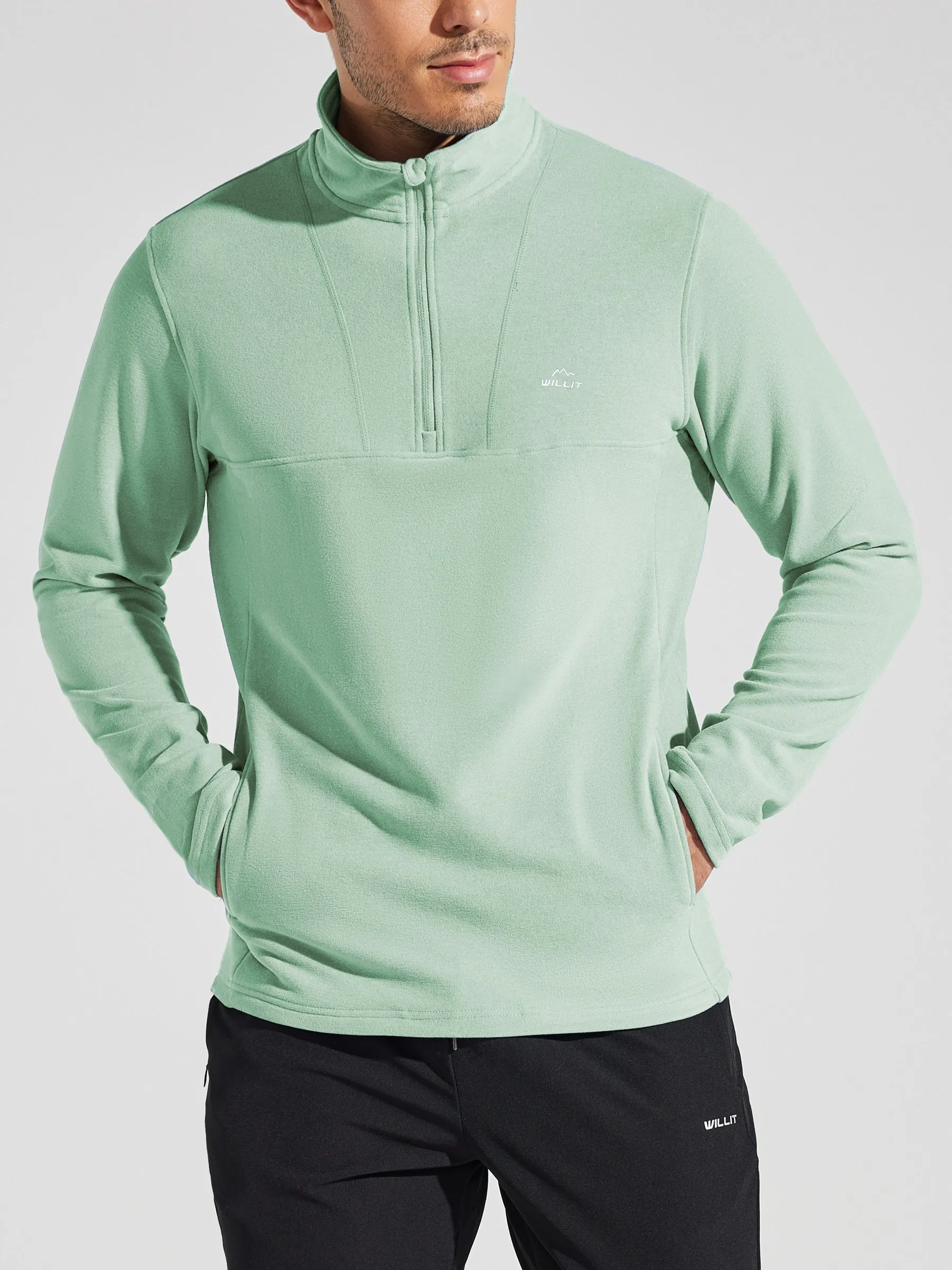 Men's Fleece Pullover Quarter Zip with Pockets