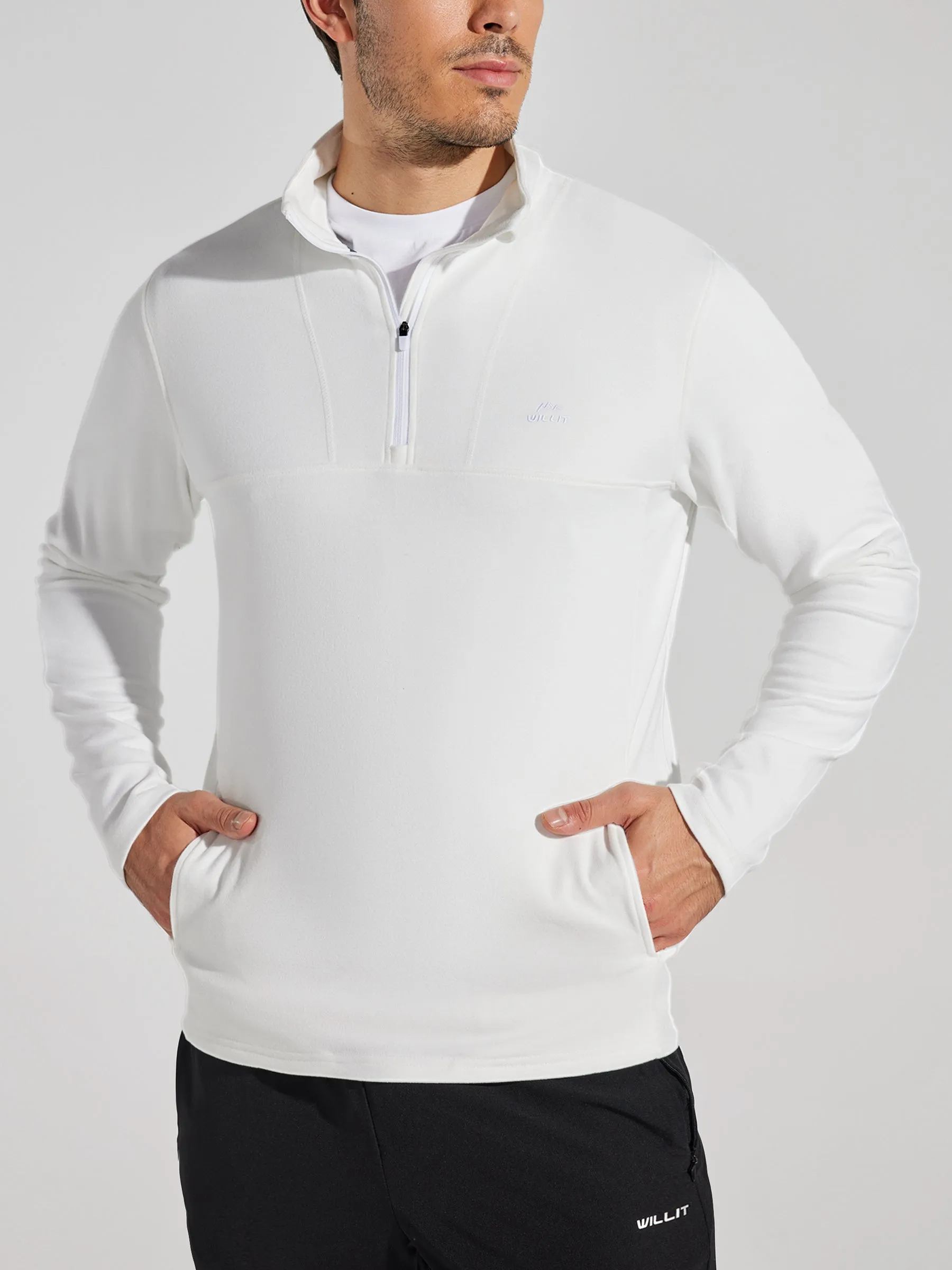 Men's Fleece Pullover Quarter Zip with Pockets