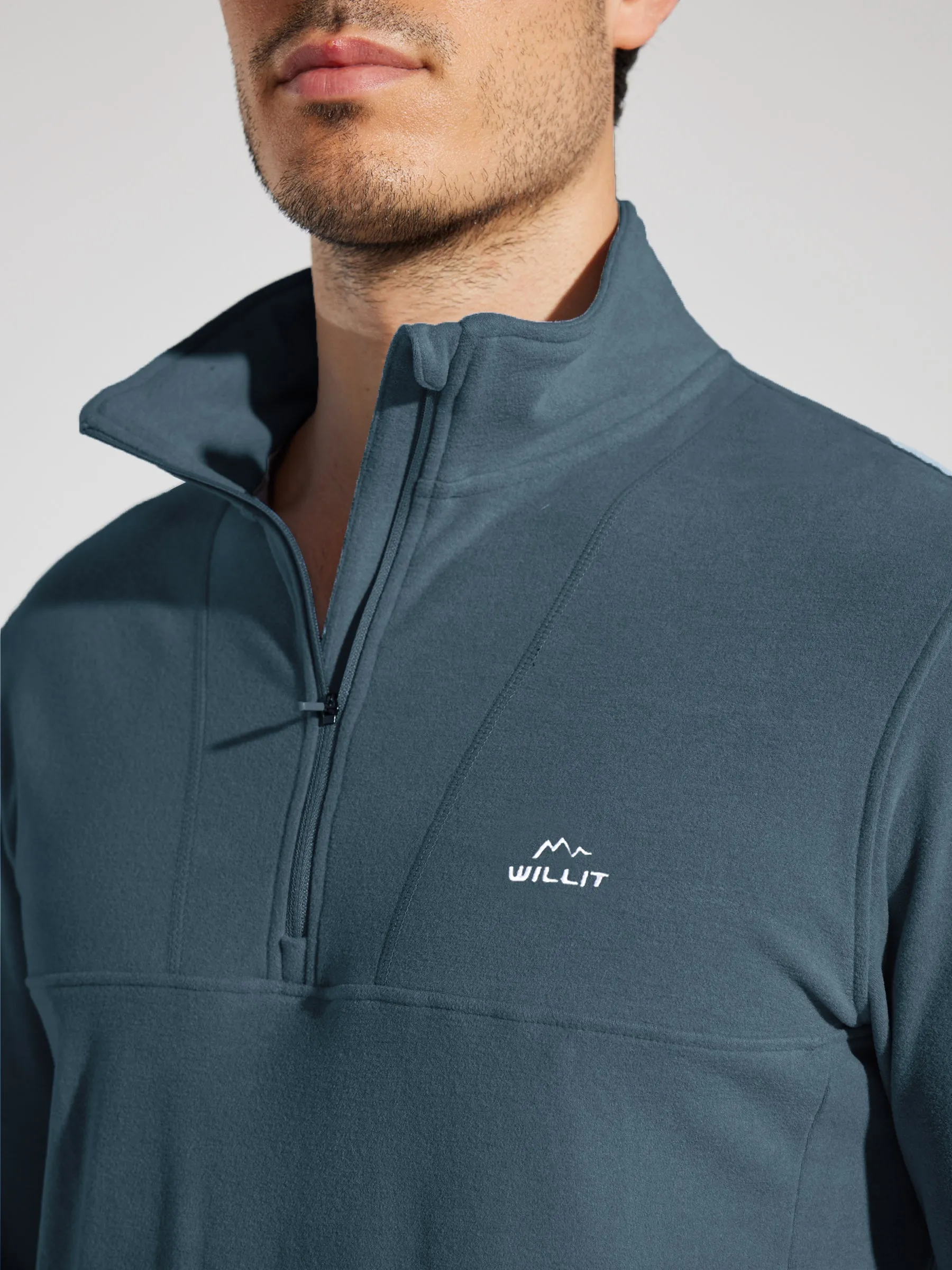 Men's Fleece Pullover Quarter Zip with Pockets