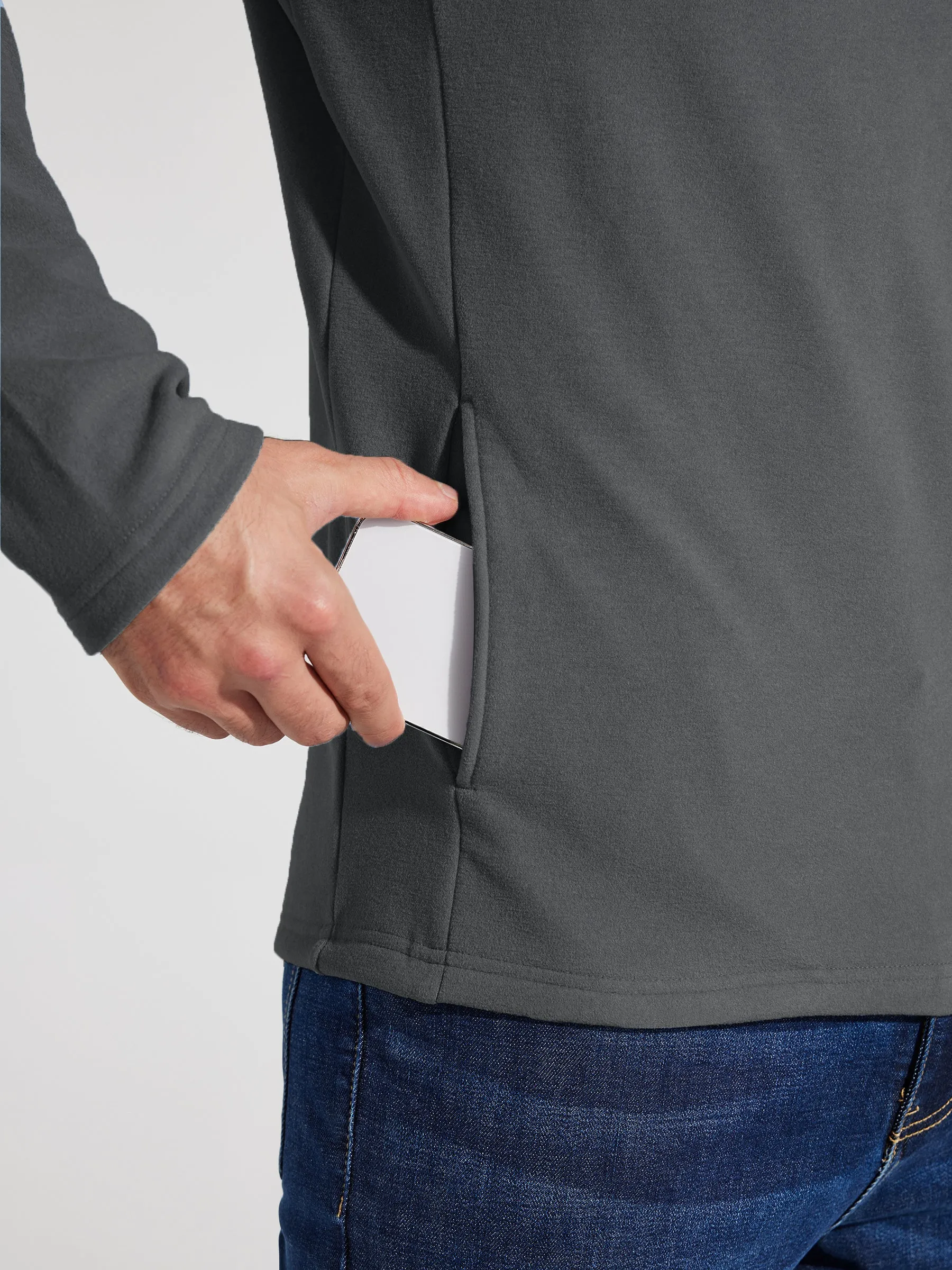 Men's Fleece Pullover Quarter Zip with Pockets