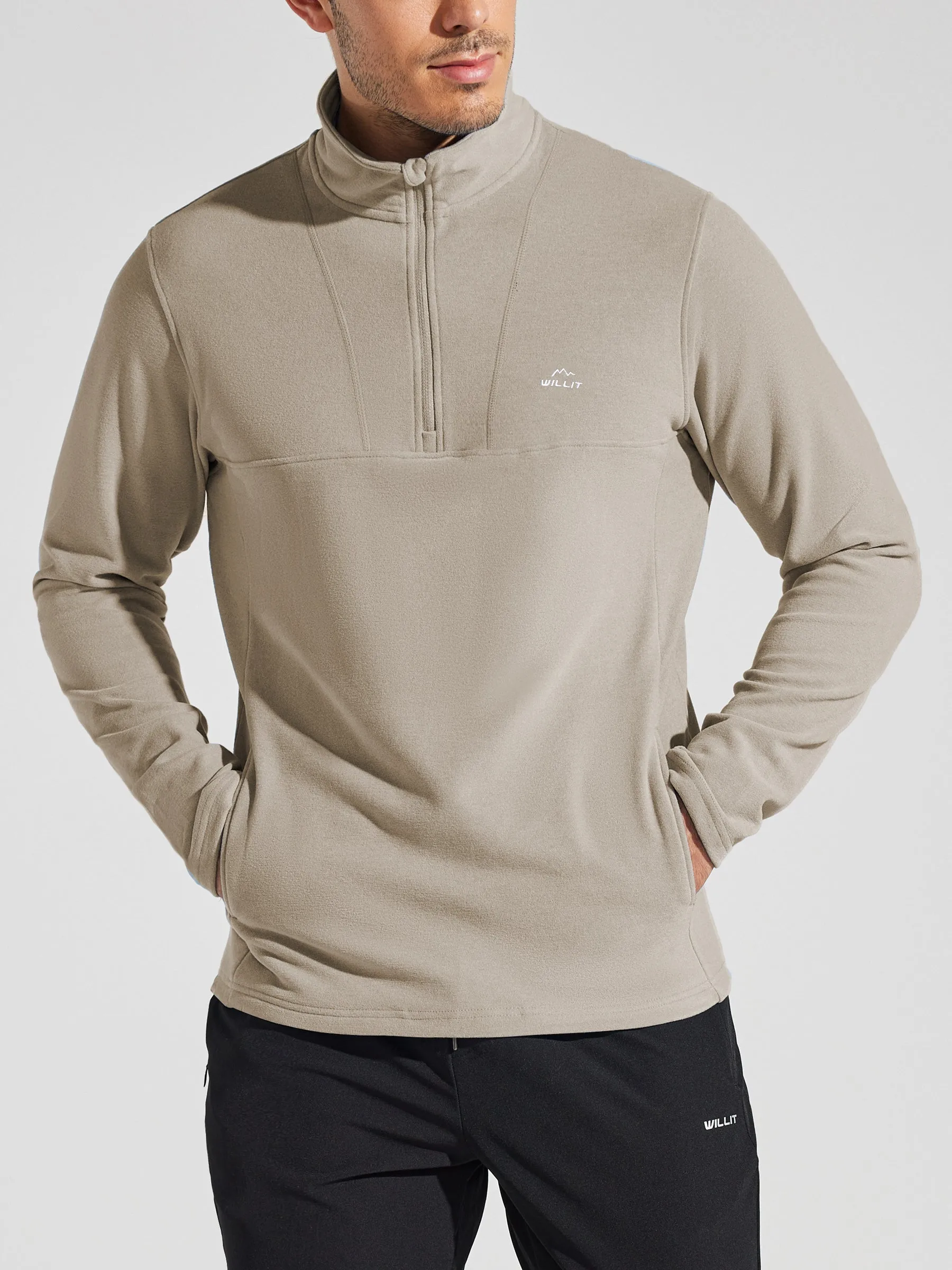 Men's Fleece Pullover Quarter Zip with Pockets